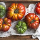 red and green heirloom tomatoes